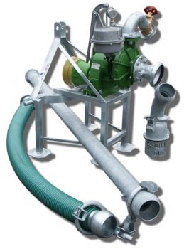 Pompownia T2-65 służy do pompowania wody z ujęć powierzchniowych takich jak stawy, jeziora, rzeki, zbiorniki retencyjne a nawet studnie w których lustro wody podczas pompowania nie opadnie poniżej 6 m od wlotu pompy.